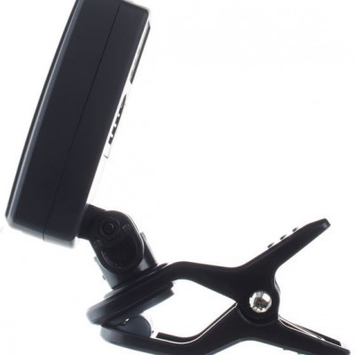 Afinador de instrumentos com clip preto em fundo branco