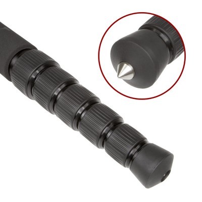 Bastão extensível preto com ponta metálica