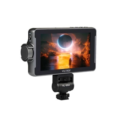 Monitor de vídeo VILTROX VL-550 com imagem de eclipse no ecrã