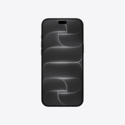 Smartphone preto com padrão geométrico abstrato no ecrã