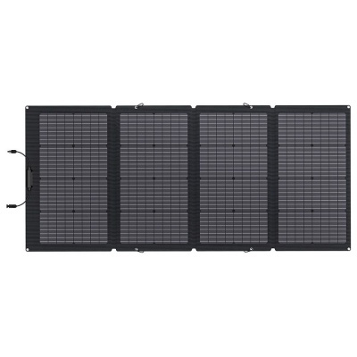 Painel solar portátil preto de quatro partes com células fotovoltaicas