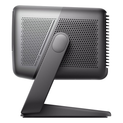 Monitor de computador cinza escuro com suporte integrado