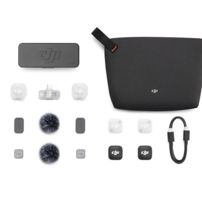 Acessórios DJI para microfone sem fios com estojo, bolsa, capas, peles anti-vento e cabo