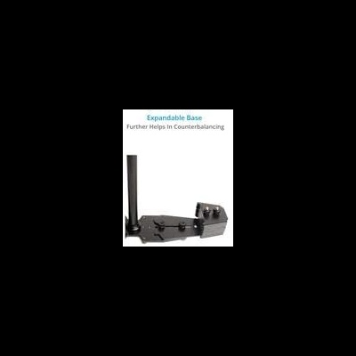 Base expansível de metal preto com suporte e peso para contrabalanço