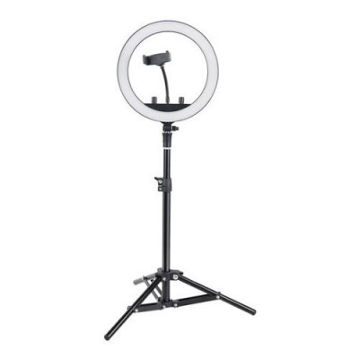 Anel de luz LED com suporte para telemóvel em tripé preto