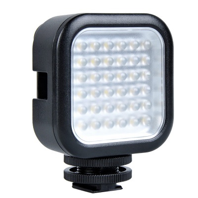 Luz LED quadrada preta para câmera com 36 lâmpadas visíveis e suporte de montagem