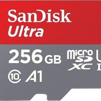 Cartão microSD SanDisk Ultra 256GB vermelho e cinza