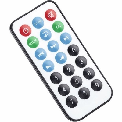 Comando remoto branco com botões coloridos
