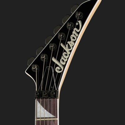 Cabeça de guitarra elétrica Jackson preta com tarraxas pretas