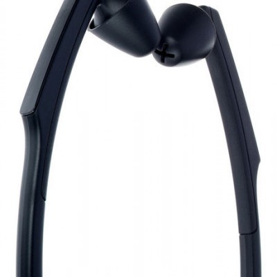 Auricular intra-auricular preto com suporte ergonómico