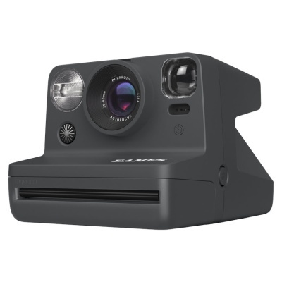 Câmara instantânea Polaroid preta com lente, flash e visor