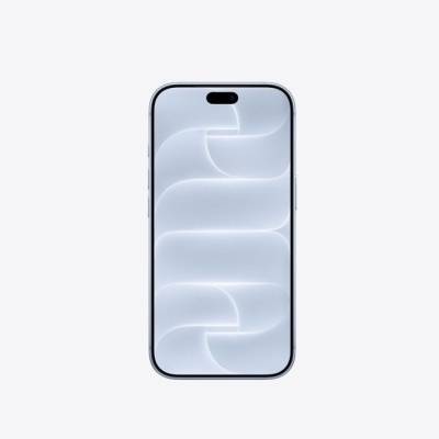 Smartphone com ecrã grande, moldura prateada e padrão abstrato no ecrã com área oca oval preta no topo central