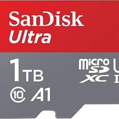 Cartão de memória microSDXC SanDisk Ultra 1TB vermelho e cinza