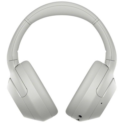 Auriculares over-ear cinza claro com almofadas grandes