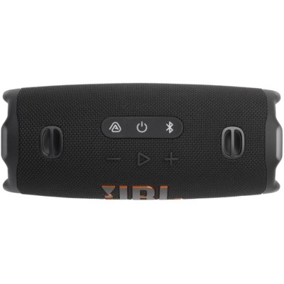 Coluna portátil preta JBL com botões de controle no topo