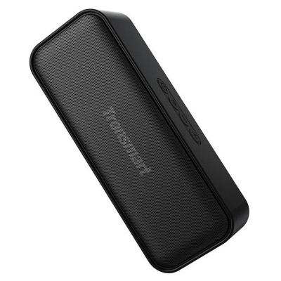 Coluna portátil preta Tronsmart com malha frontal e botões laterais