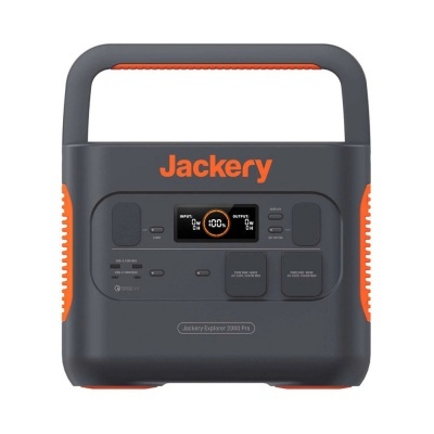 Unidade portátil Jackery Explorer 3000 Pro preta e laranja com ecrã digital
