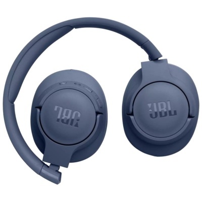 Auscultadores Bluetooth JBL azul escuro com logótipo visível