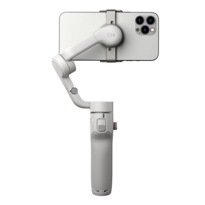 Estabilizador cinzento para smartphone com telemóvel branco