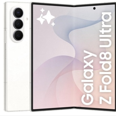 Smartphone dobrável branco Galaxy Z Fold8 Ultra aberto
