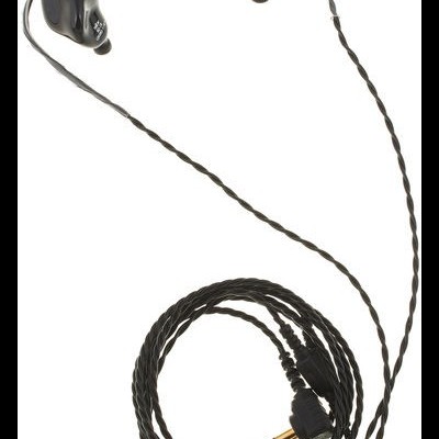 Auriculares intra-auriculares pretos com cabo trançado