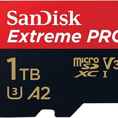 Cartão de memória SanDisk Extreme PRO microSDXC 1 TB vermelho e preto