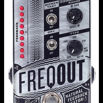 Pedal de efeitos guitar DigiTech FreqOut com botões e LEDs