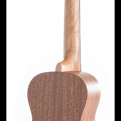 Traseira de ukulele em madeira castanha clara com cravelhas pretas