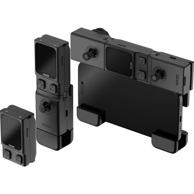 Kit de acessórios pretos para smartphone com controladores e suporte