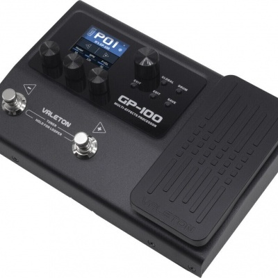 Pedal de efeitos para guitarra Valeton GP-100 preto com écran e botões
