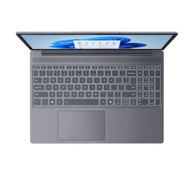 Computador portátil cinzento aberto com teclado completo e ecrã Windows 11