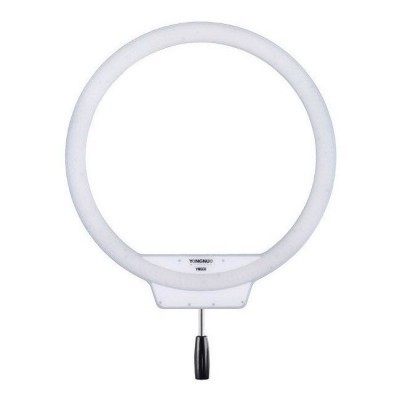 anel de luz LED branco com texto YONGNUO YN608 na base