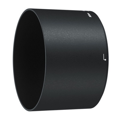 Para-sol de objetiva fotográfica preto com texto branco
