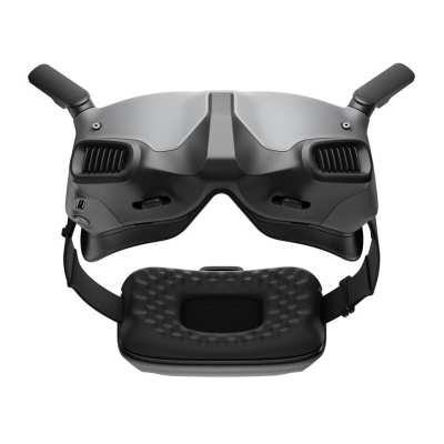 Óculos de realidade virtual cinza e preto com textura acolchoada