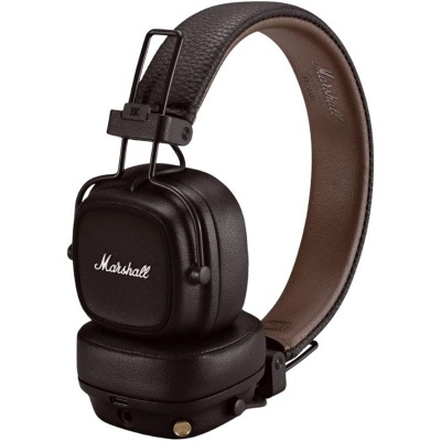Auscultadores Marshall over-ear em couro preto e castanho com logo