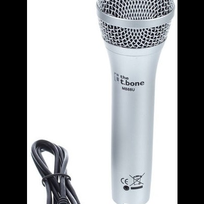 Microfone prateado the t.bone MB88U com cabo USB preto