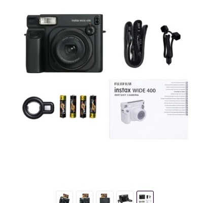 Câmara instantânea Fujifilm Instax Wide 400 com acessórios e manual
