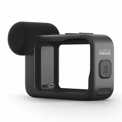 Suporte preta para GoPro com microfone e botão on/off com etiqueta mode
