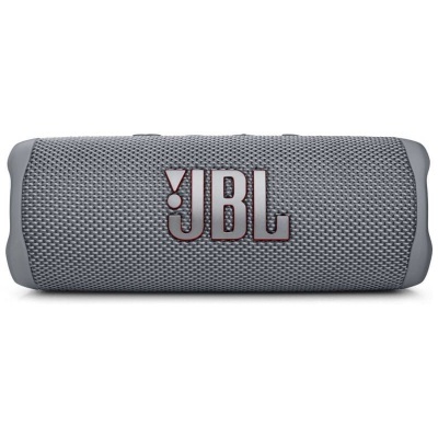 Coluna portátil JBL cinzenta com logótipo visible