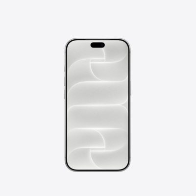 Smartphone com ecrã branco e moldura preta sobre fundo branco
