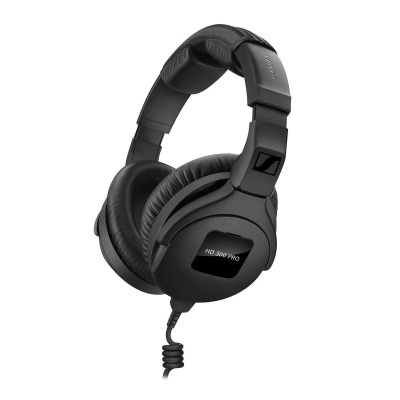 fone de ouvido preto Sennheiser HD 380 PRO com almofadas acolchoadas