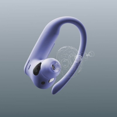 Auricular sem fios lilás com gancho ergonómico para o ouvido
