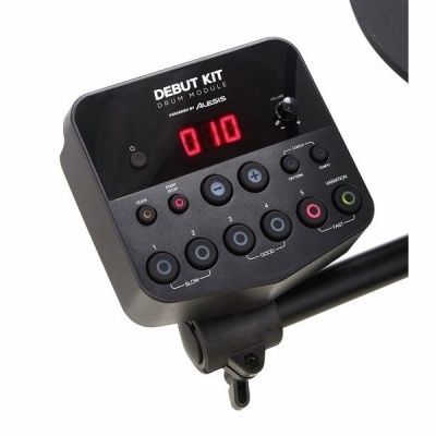 Módulo de bateria eletrónica DEBUT KIT da Alesis com visor digital e botões de controlo