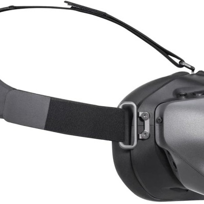 Óculos FPV cinzentos com elástico preto e duas antenas