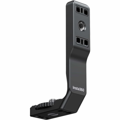 Suporte em L metálico preto para câmeras Insta360 com roscas de fixação