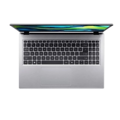 Computador portátil prateado com teclado preto e ecrã aberto