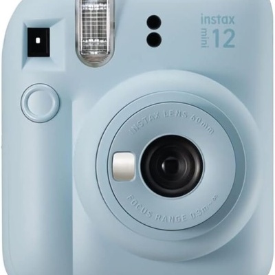 câmara instantânea azul clara instax mini 12 com lente e flash