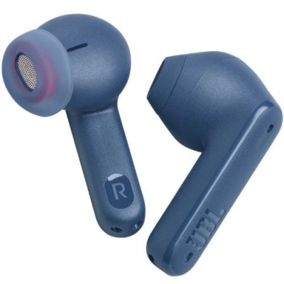 Auriculares wireless JBL azul escuro com pontas de silicone translúcidas