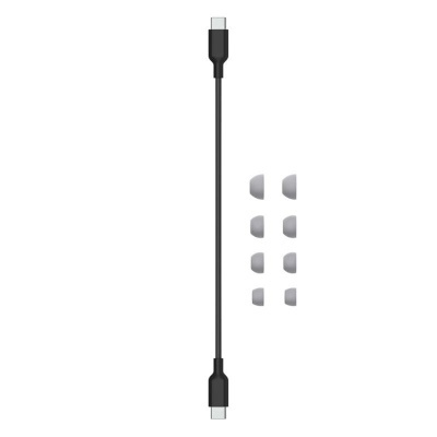 Cabo USB tipo C preto com oito pontas de silicone brancas