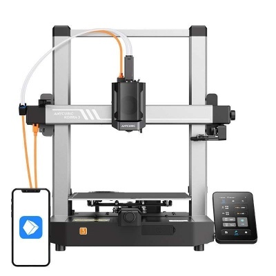 Impressora 3D ANYCUBIC KOBRA 3 com smartphone e ecrã tátil